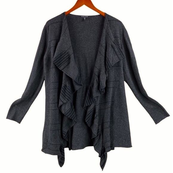 Eileen Fisher wool cashmere drape front cardigan size S